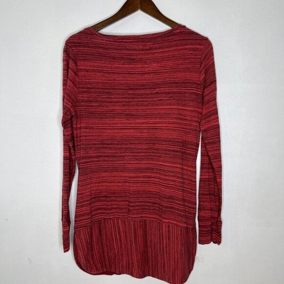 Toad&Co Red Striped Casual Tunic Shirt – Women’s L, Long Sleeve Round Neck Top - Picture 7 of 9